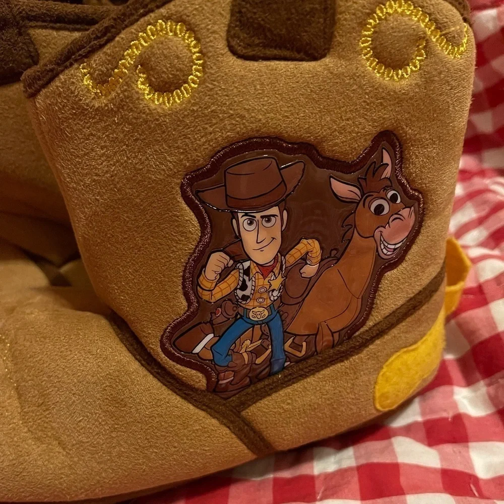 Toddler Toy Story 4 Soft Tan/Brown Ankle Slippers w/Spurs+ Woody Figure-Size 2/3